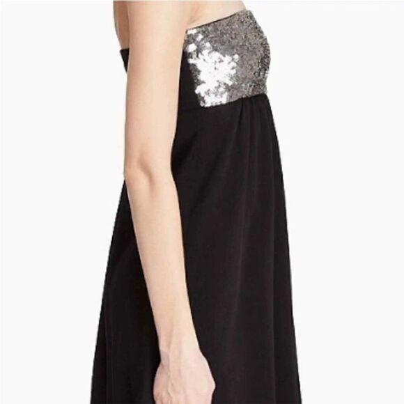 Theory Lensley Black Silver Sequin Strapless Mini Dress - Size 2 - Picture 6 of 12